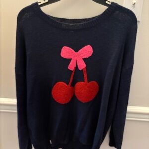 Simply Southern Navy Sweater with Cherry Design